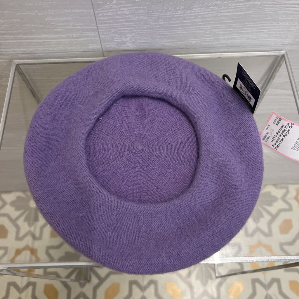 Parquet Purple Knit Beret Hat