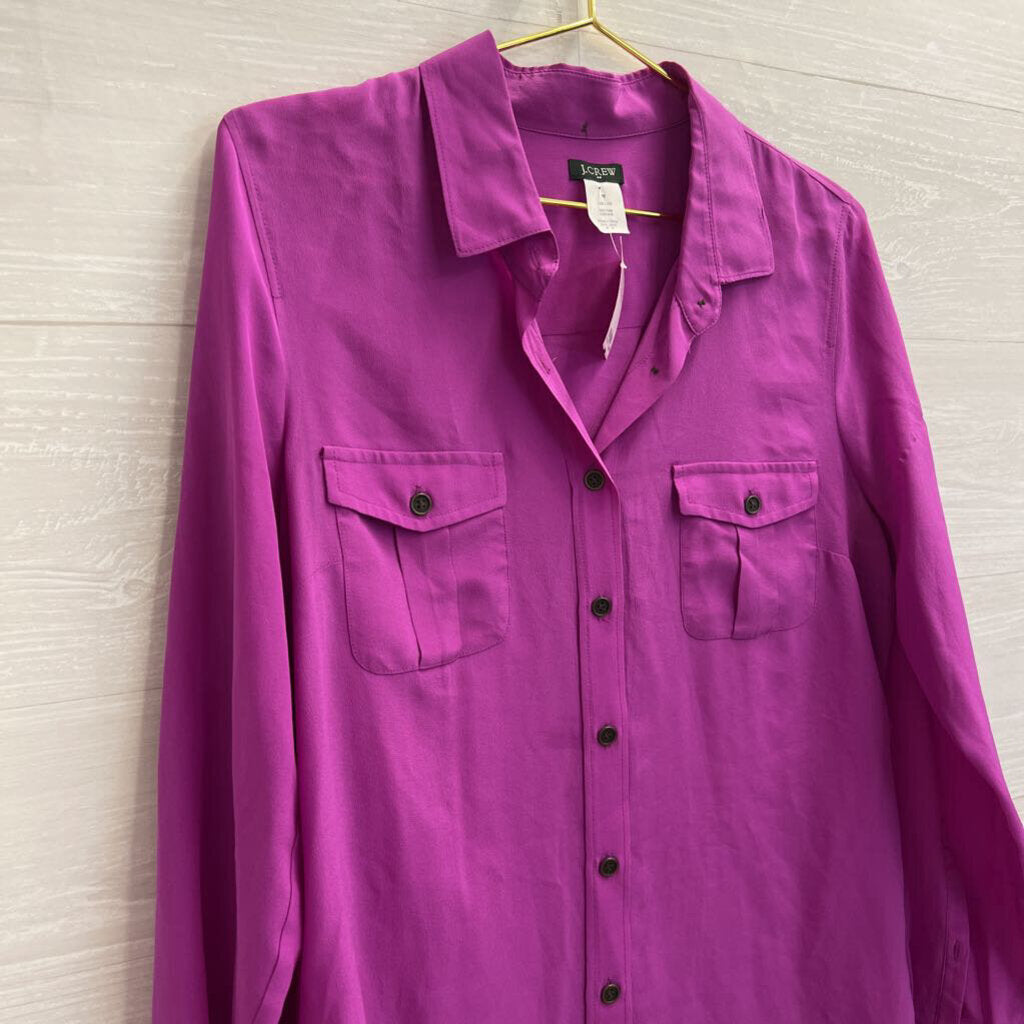 J Crew Purple Long Sleeve Button Down Top Medium