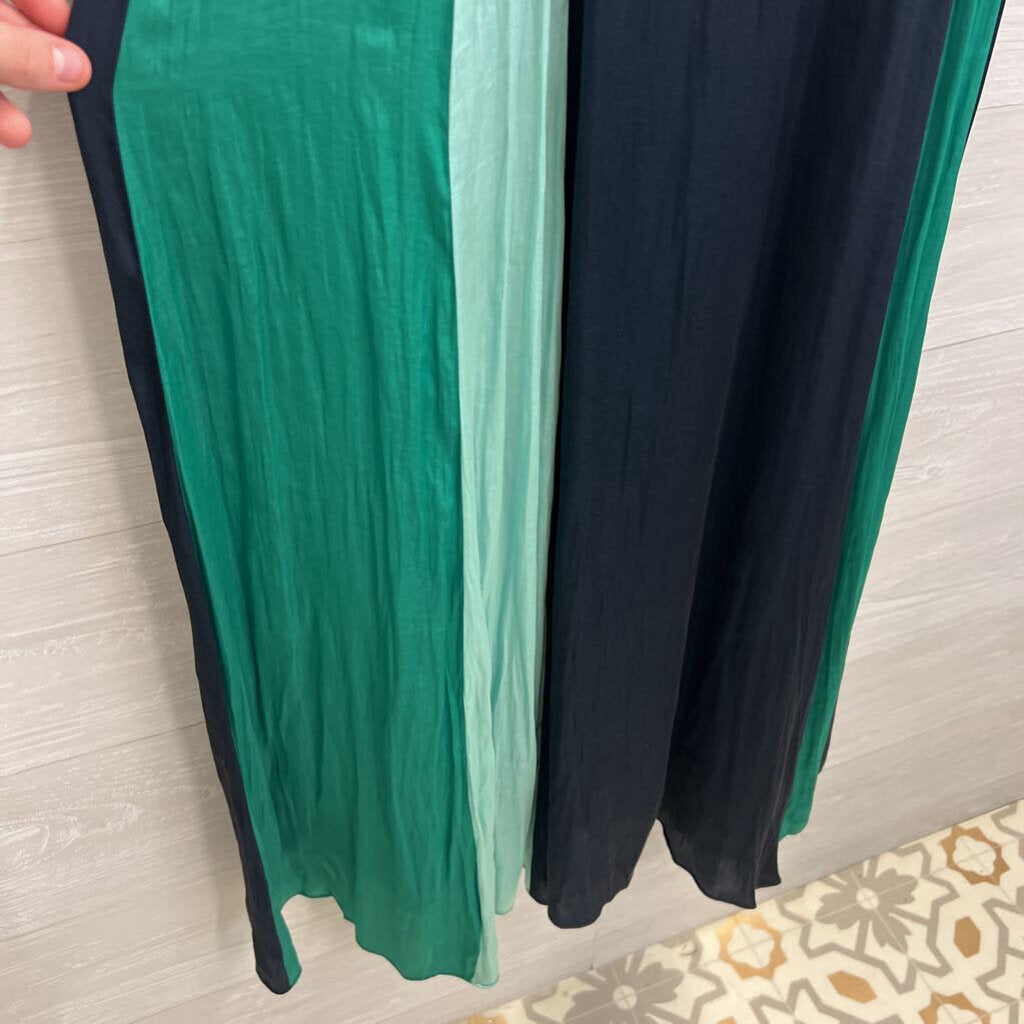 Banana Republic Navy/ Green Side Silky Sleeveless Maxi Dress 0