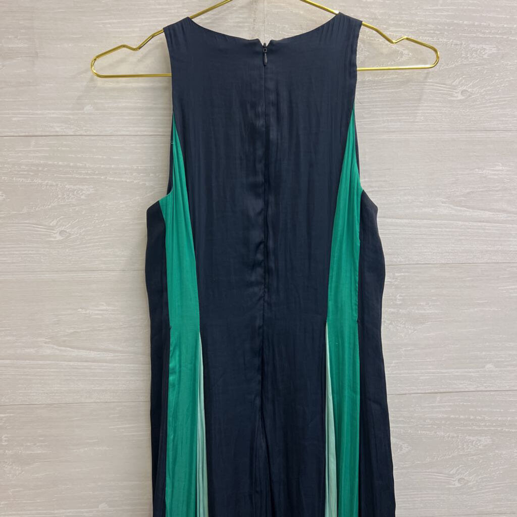 Banana Republic Navy/ Green Side Silky Sleeveless Maxi Dress 0