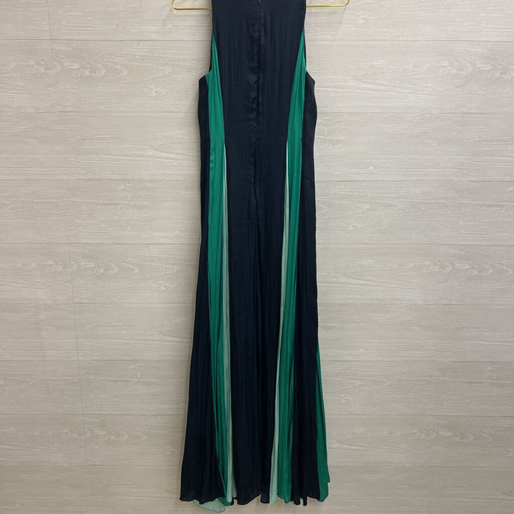 Banana Republic Navy/ Green Side Silky Sleeveless Maxi Dress 0