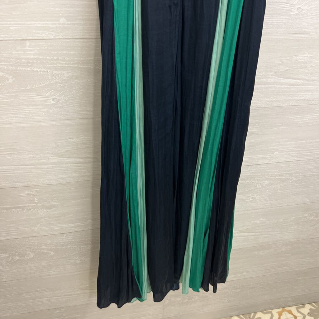 Banana Republic Navy/ Green Side Silky Sleeveless Maxi Dress 0