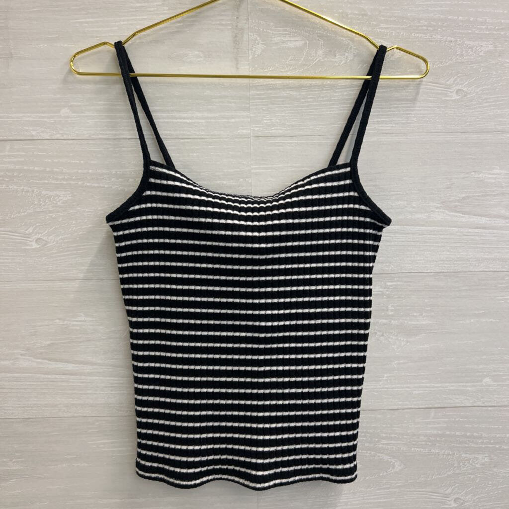 Madewell Black/ White Striped Knit Tank Top Small