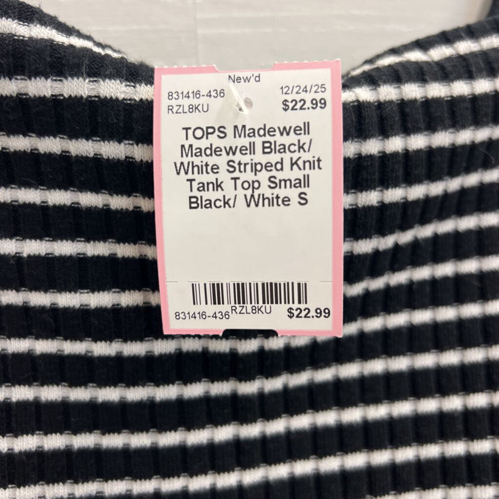 Madewell Black/ White Striped Knit Tank Top Small