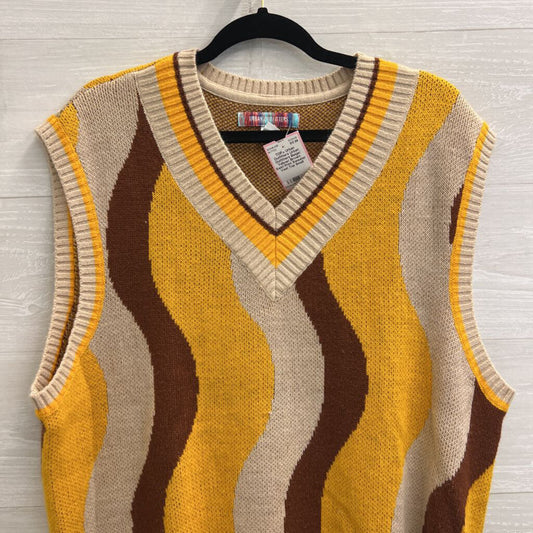 Urban Outfitters Beige/ Yellow/ Brown Swirl Print Sweater Vest Top Small