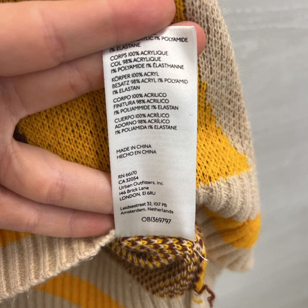 Urban Outfitters Beige/ Yellow/ Brown Swirl Print Sweater Vest Top Small