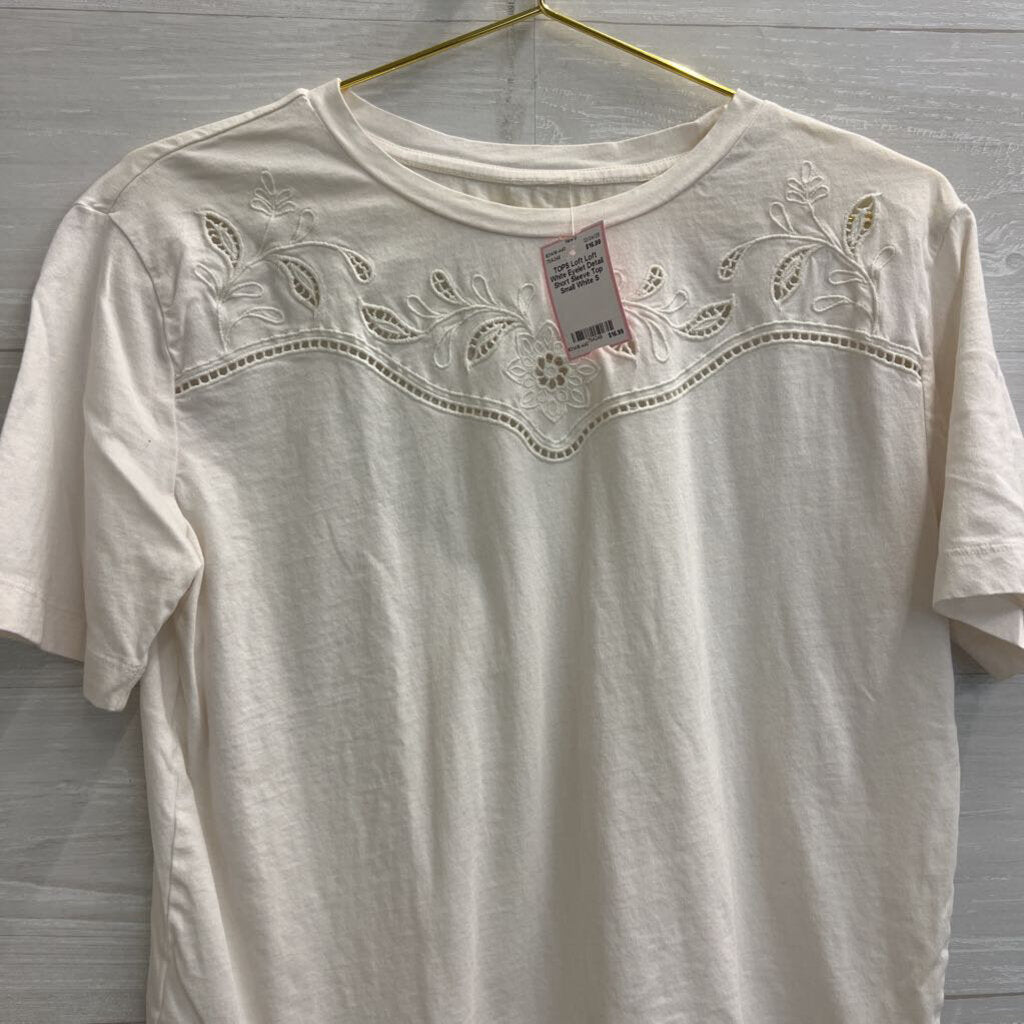 Loft White Eyelet Detail Short Sleeve Top Small