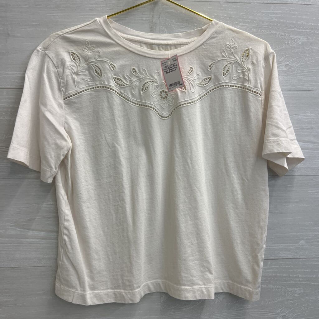 Loft White Eyelet Detail Short Sleeve Top Small