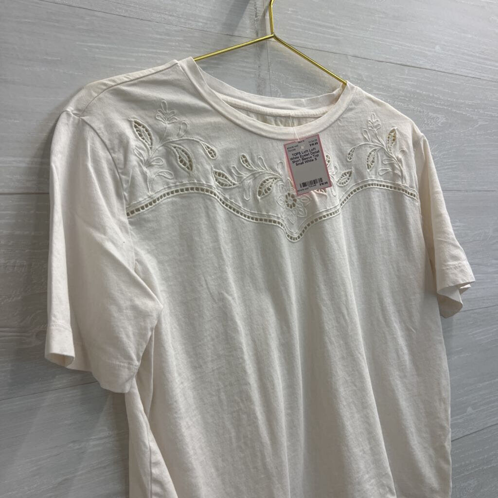 Loft White Eyelet Detail Short Sleeve Top Small