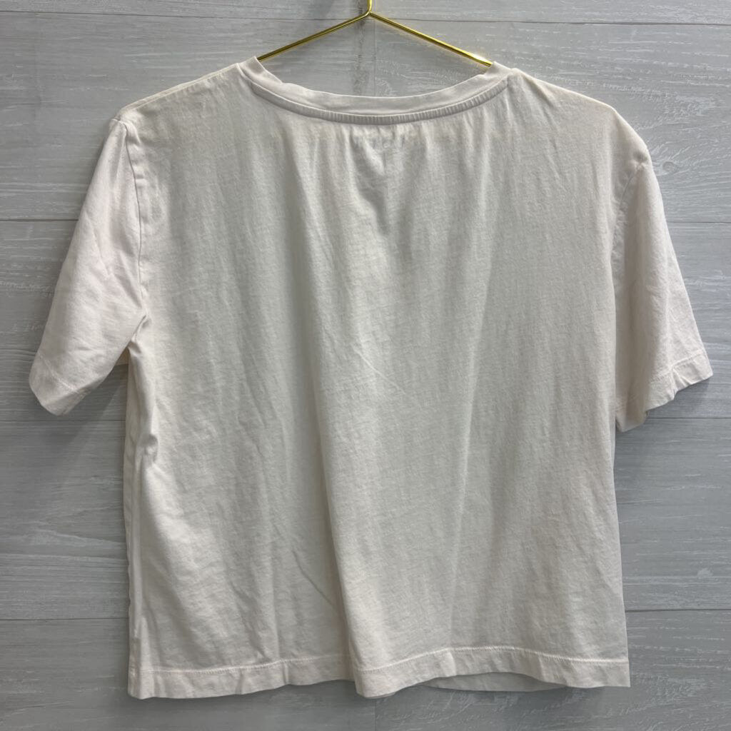 Loft White Eyelet Detail Short Sleeve Top Small