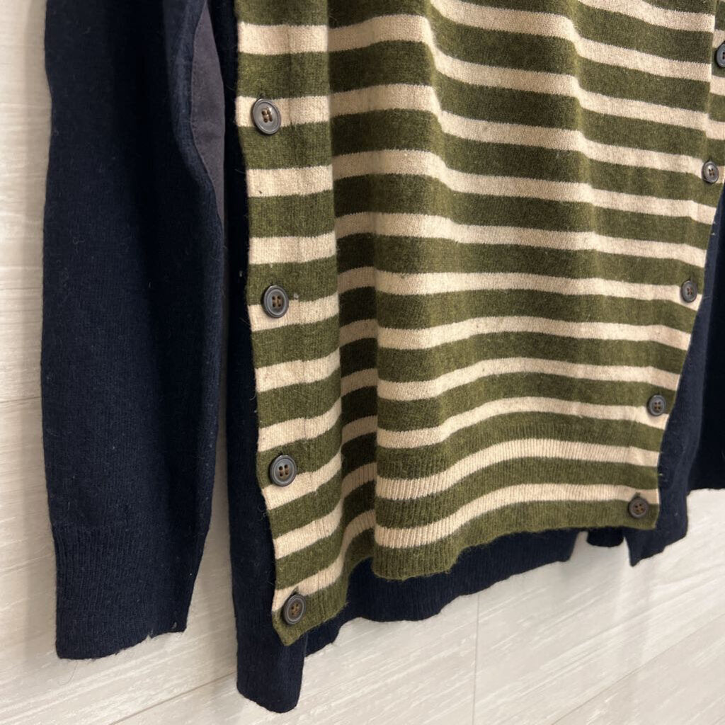 J Crew Navy/ Green/ Cream Striped Sweater Top Small