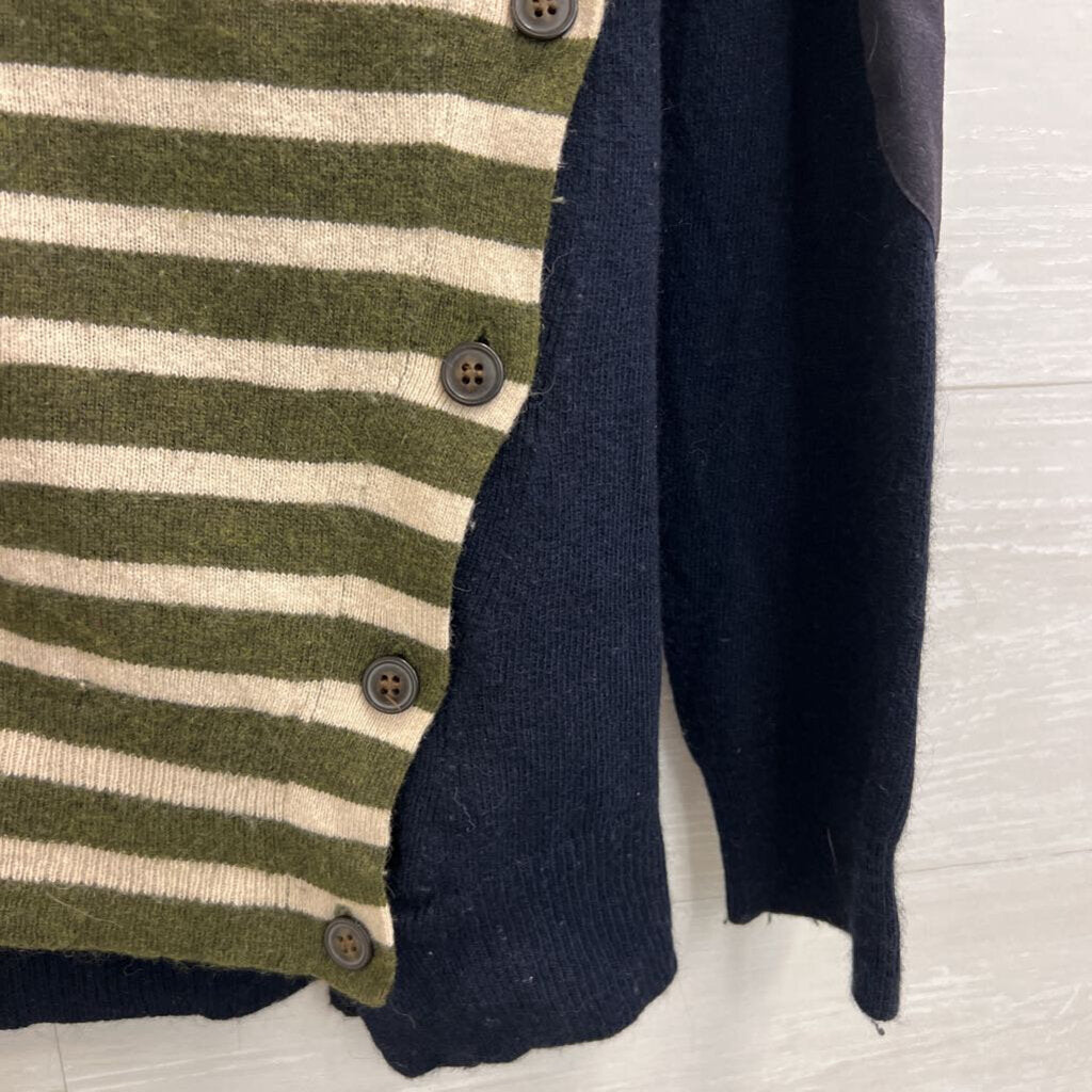 J Crew Navy/ Green/ Cream Striped Sweater Top Small