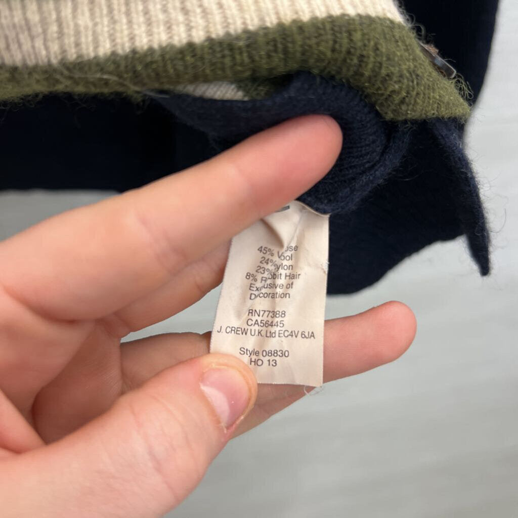 J Crew Navy/ Green/ Cream Striped Sweater Top Small