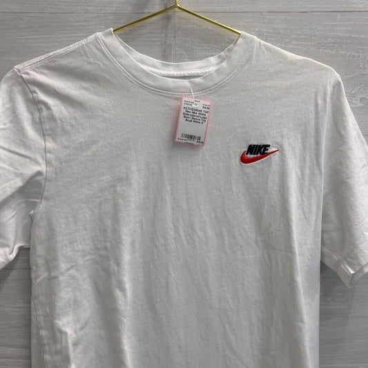 Nike White Embroidered Logo Short Sleeve Top Small