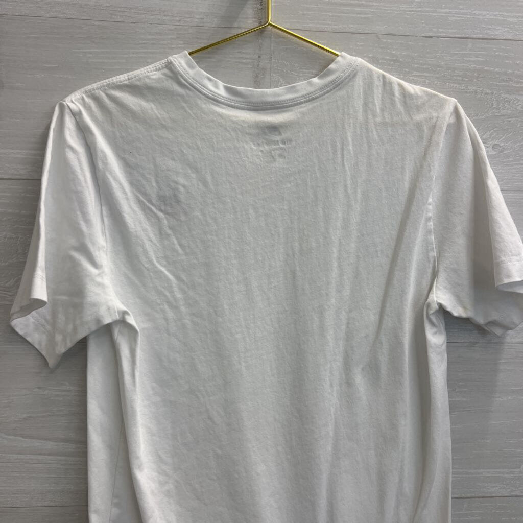 Nike White Embroidered Logo Short Sleeve Top Small