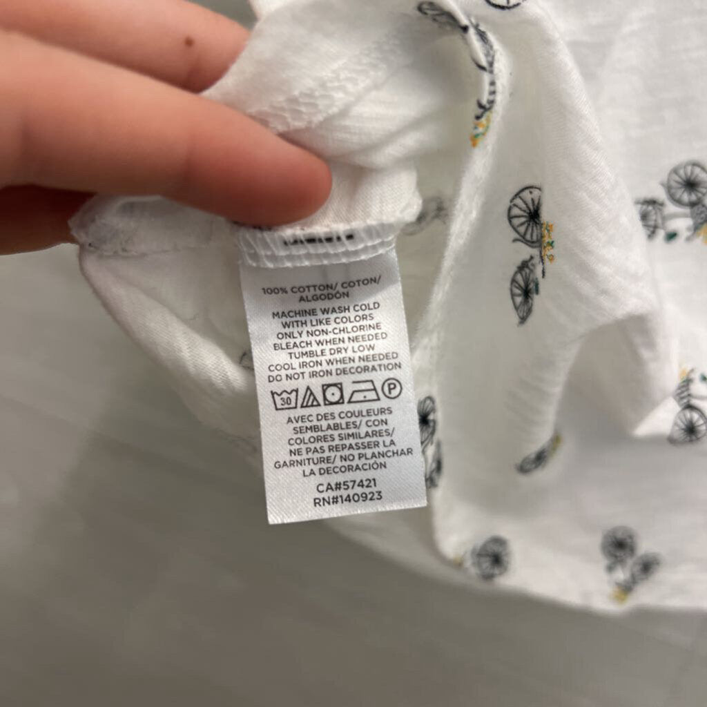 Loft White Bicycle Print Short Sleeve Top Small