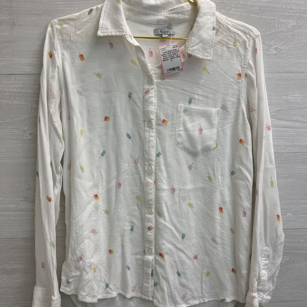 Rails White/ Multi Popsicle Print Long Sleeve Button Down Top Medium