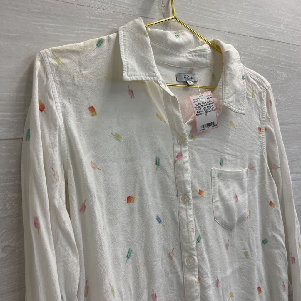 Rails White/ Multi Popsicle Print Long Sleeve Button Down Top Medium