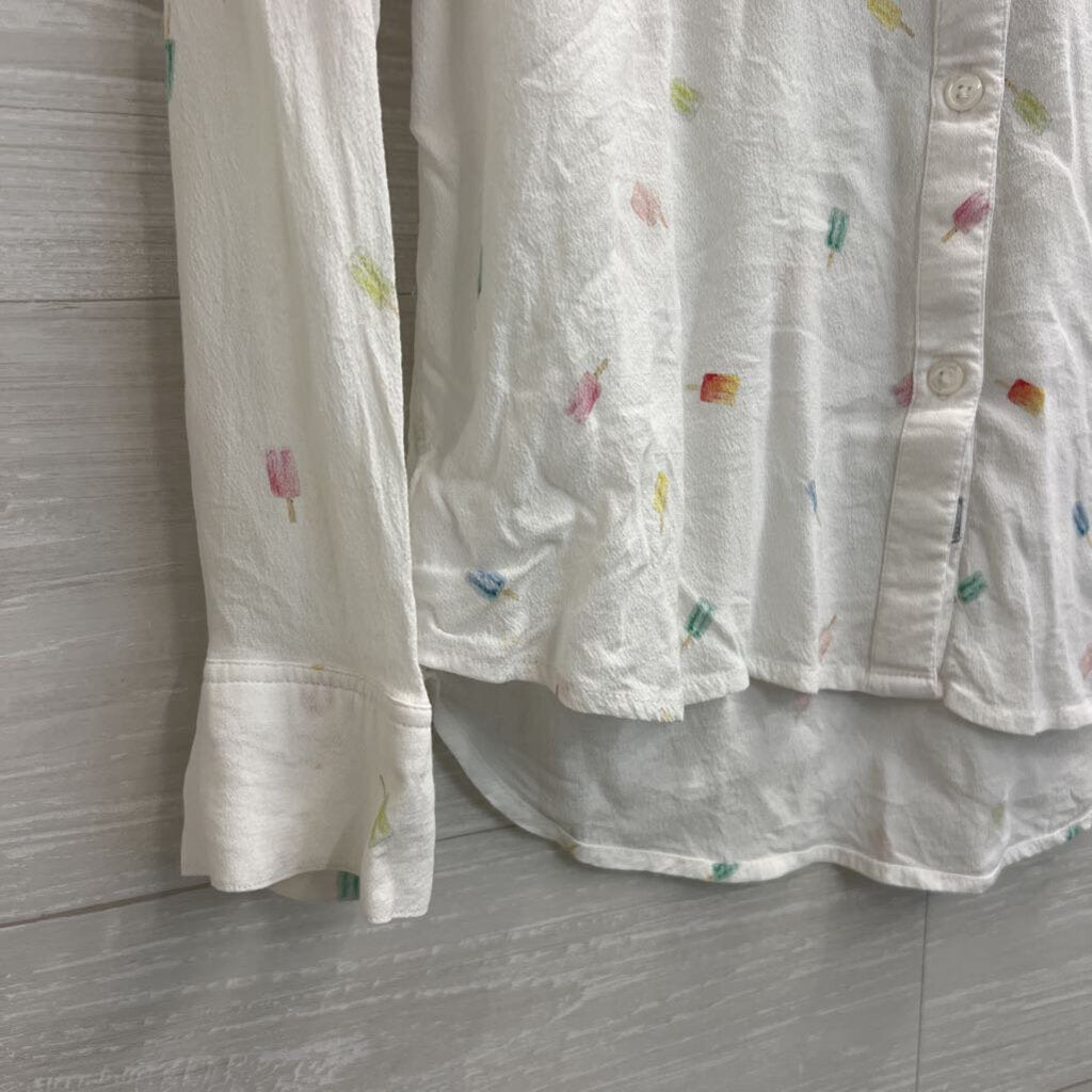 Rails White/ Multi Popsicle Print Long Sleeve Button Down Top Medium