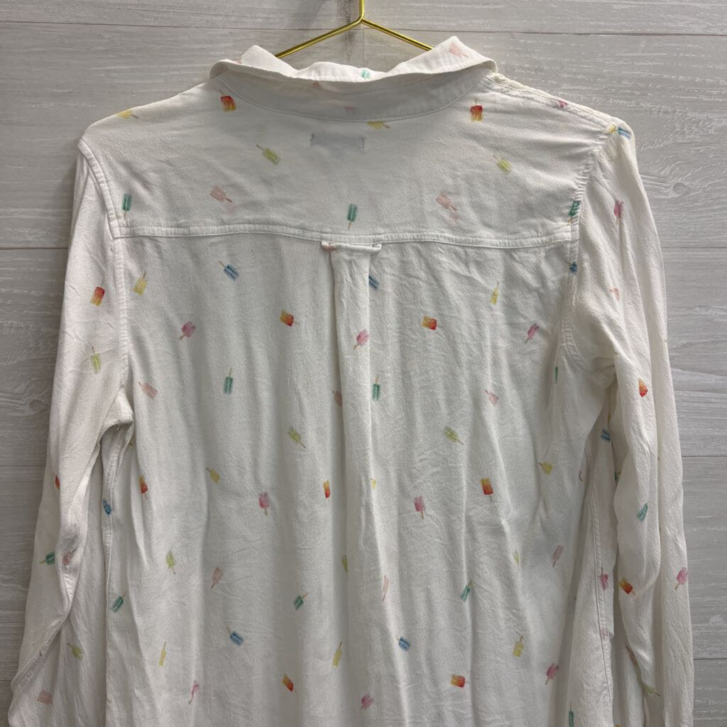Rails White/ Multi Popsicle Print Long Sleeve Button Down Top Medium
