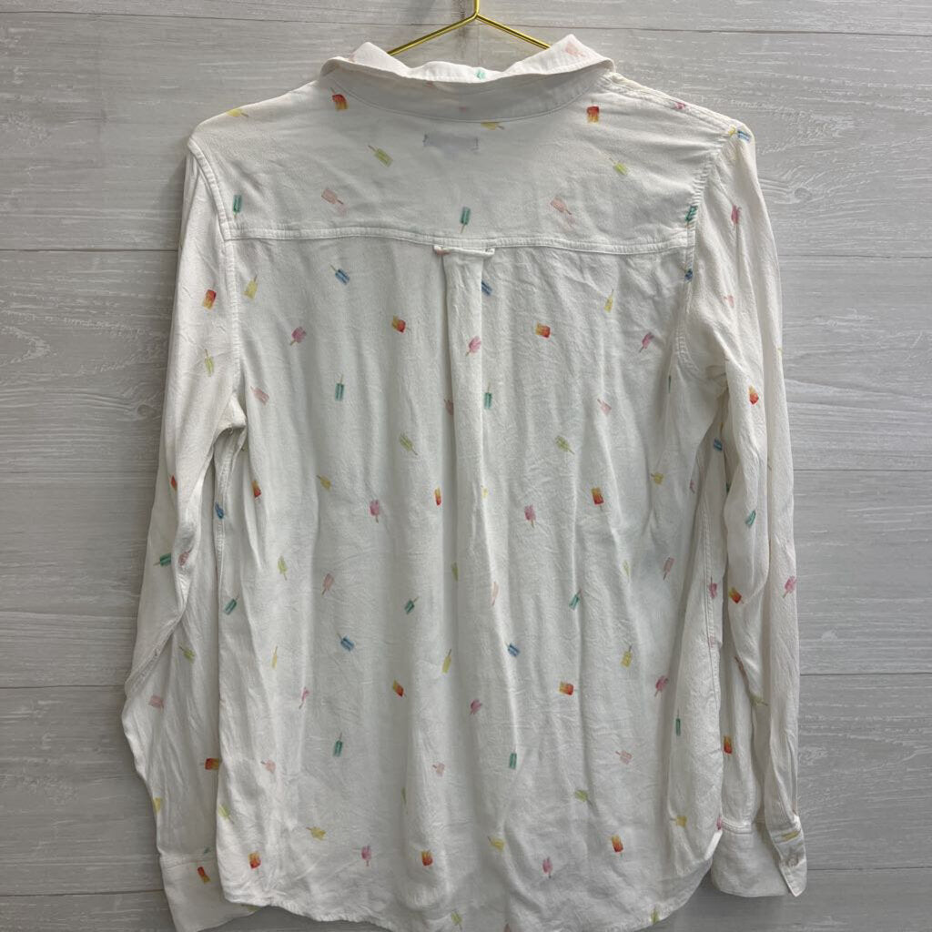 Rails White/ Multi Popsicle Print Long Sleeve Button Down Top Medium
