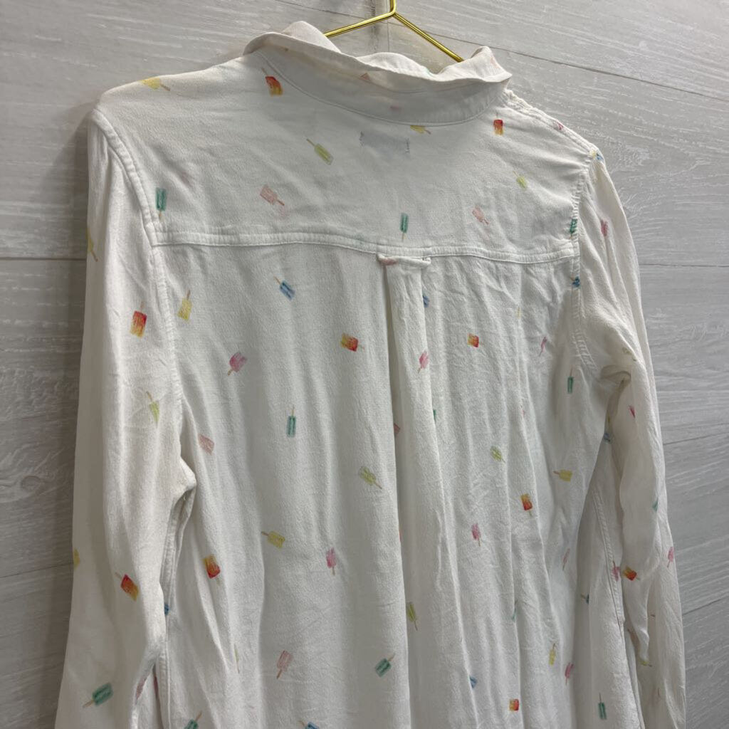 Rails White/ Multi Popsicle Print Long Sleeve Button Down Top Medium