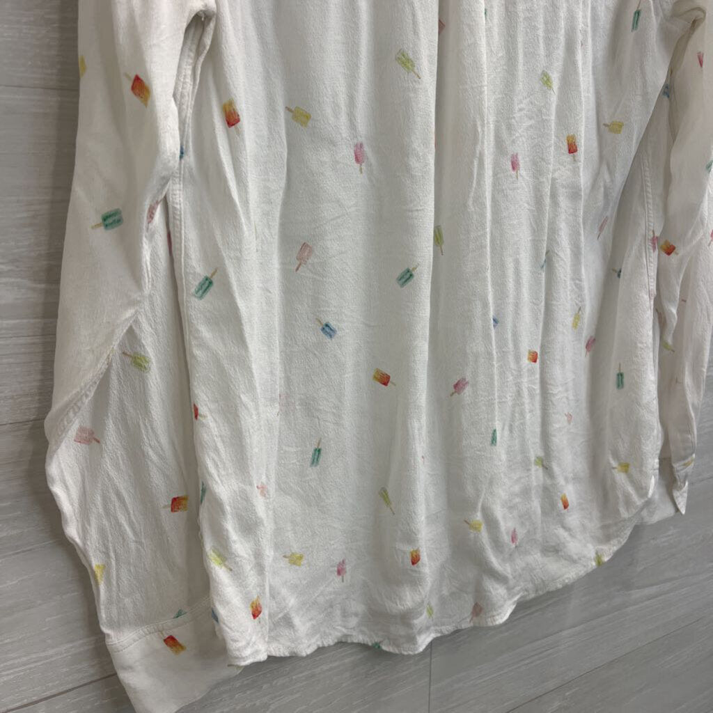 Rails White/ Multi Popsicle Print Long Sleeve Button Down Top Medium