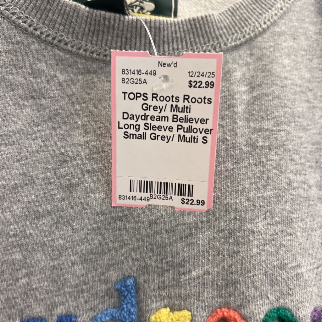 Roots Grey/ Multi Daydream Believer Long Sleeve Pullover Small