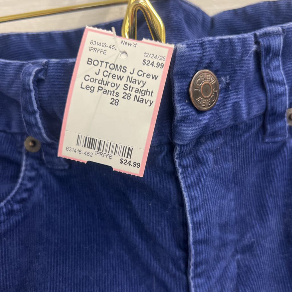 J Crew Navy Corduroy Straight Leg Pants 28