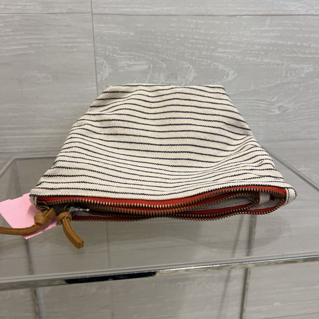 Hearth and Hand Beige Canvas Striped Nested Makeup Bags