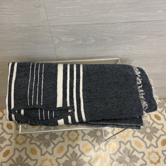 J Crew Navy/ White Striped Wrap Scarf With Arm Holes One Size