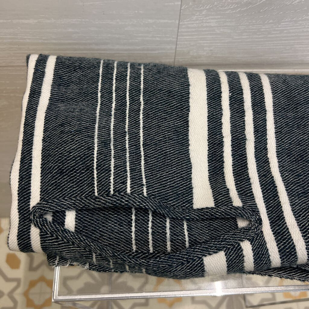 J Crew Navy/ White Striped Wrap Scarf With Arm Holes One Size