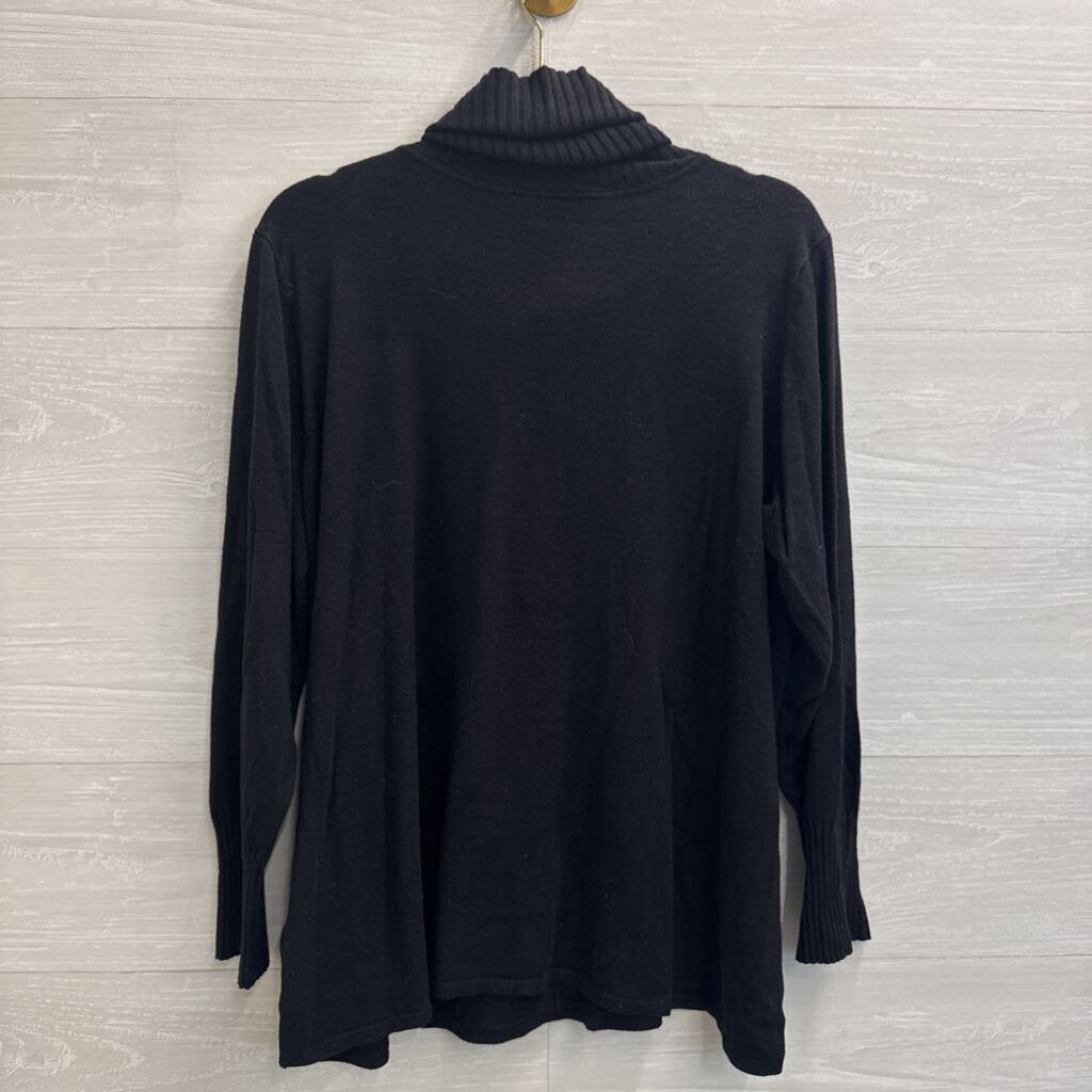 Tribal Black Turtleneck Sweater Top Extra Large