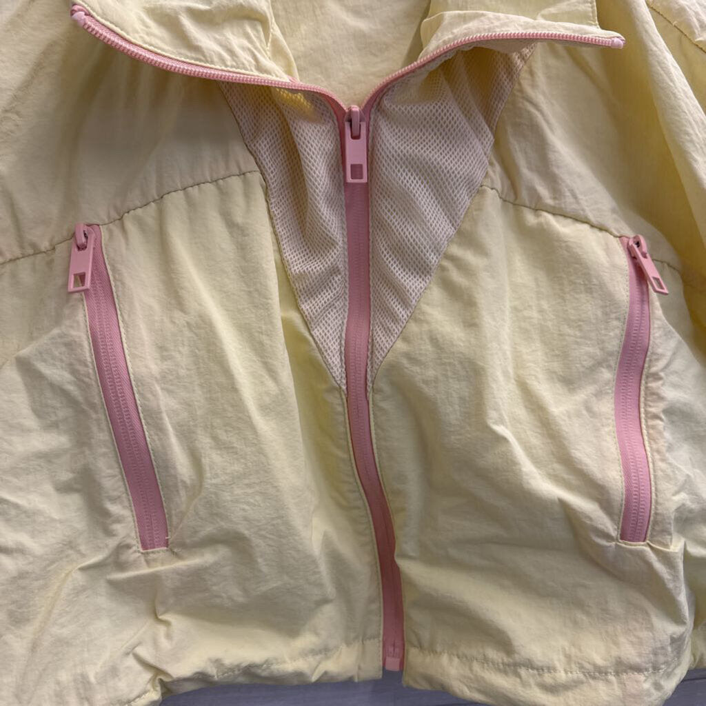 Zara Yellow/ Pink Trim Cropped Windbreaker Jacket XXL
