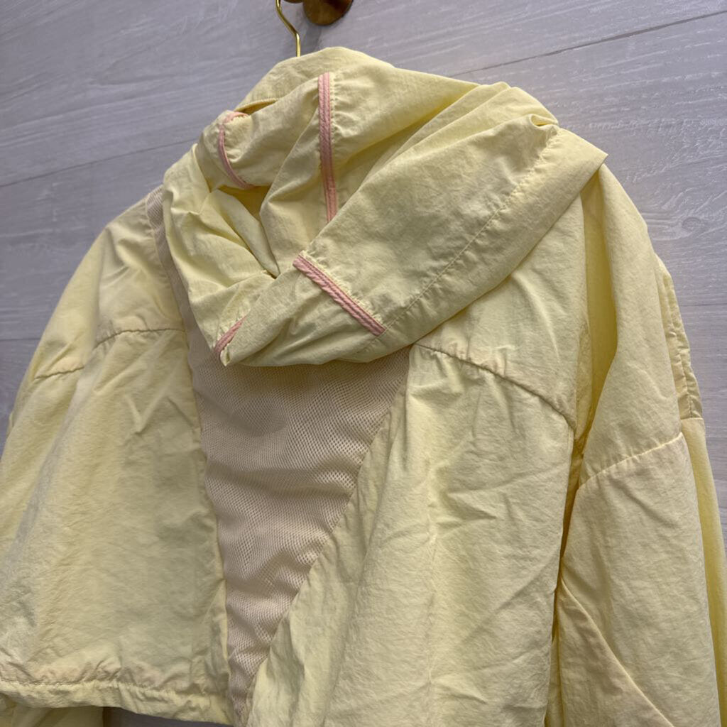 Zara Yellow/ Pink Trim Cropped Windbreaker Jacket XXL