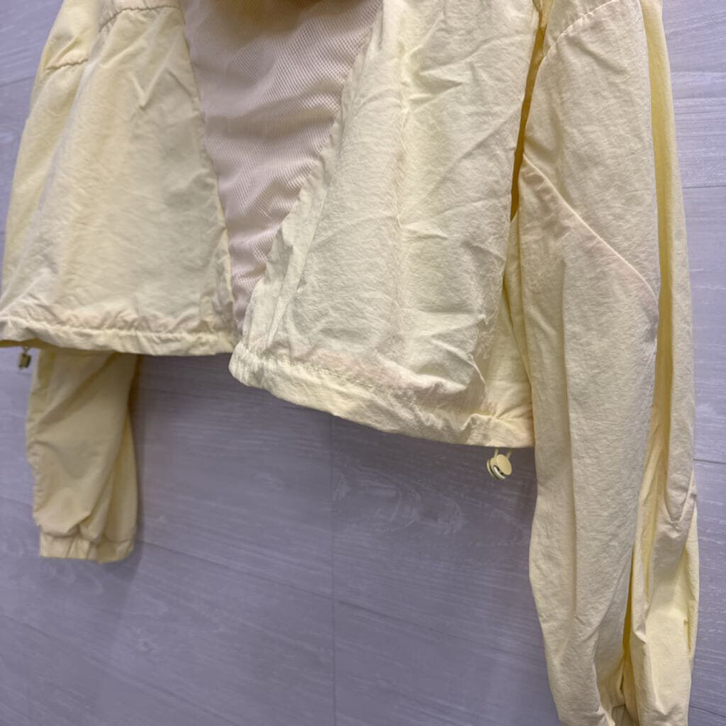Zara Yellow/ Pink Trim Cropped Windbreaker Jacket XXL