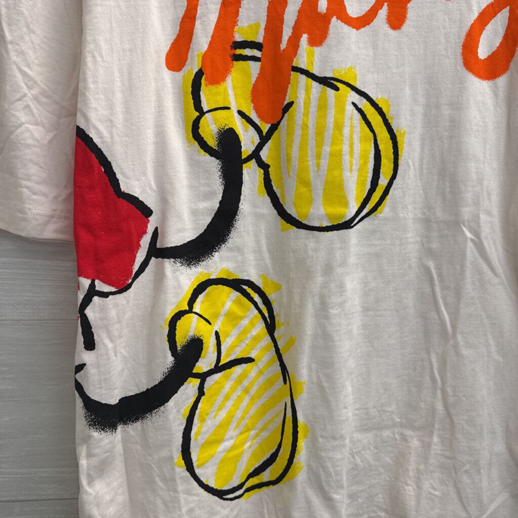 Disney Cream/ Multi Mickey Short Sleeve Boxy Graphic Tee Medium