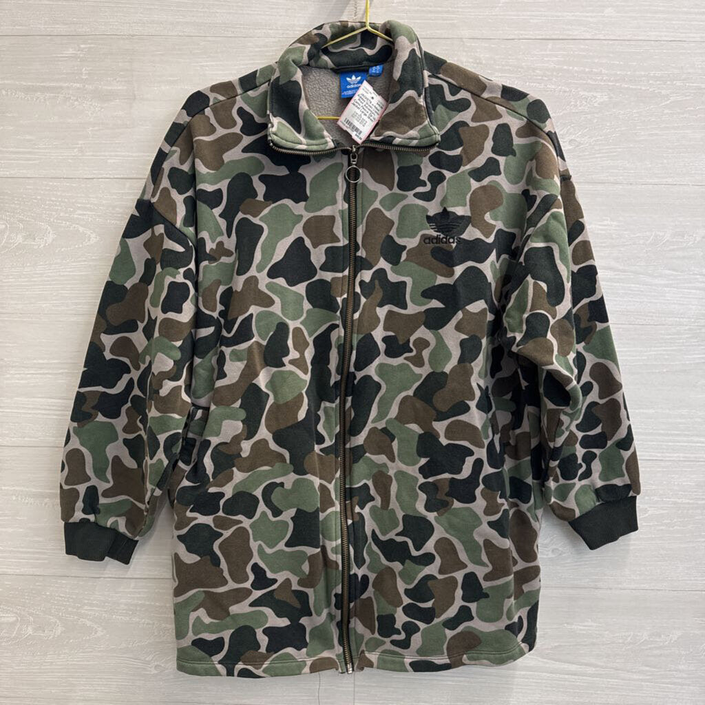 Adidas Green Camo Print Adventure Camo Fleece Zip Up Jacket Large
