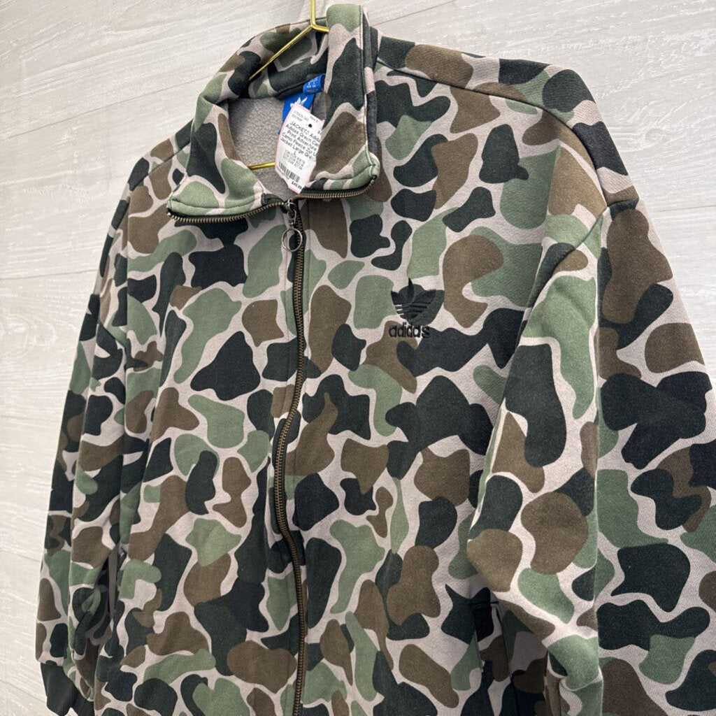 Adidas Green Camo Print Adventure Camo Fleece Zip Up Jacket Large