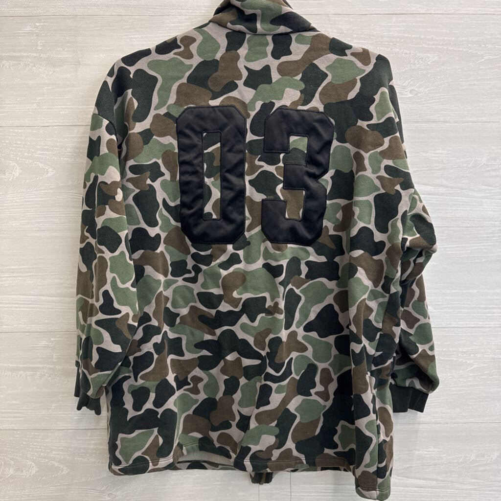 Adidas Green Camo Print Adventure Camo Fleece Zip Up Jacket Large