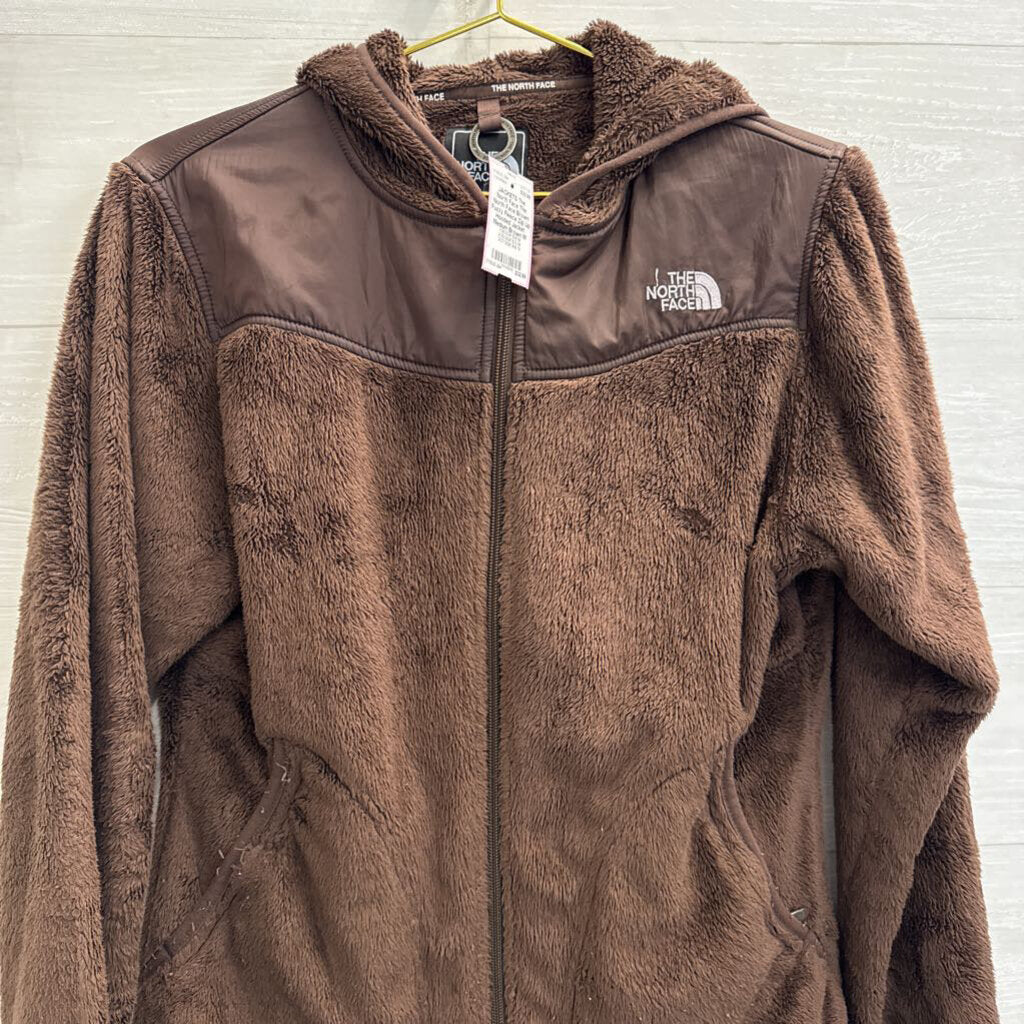 The North Face Brown Fuzzy Fleece Zip Up Hooded Jacket Medium