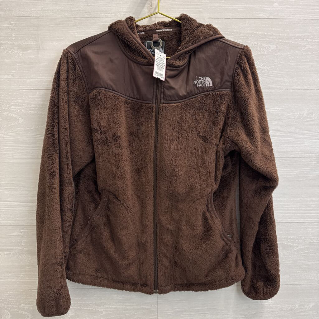 The North Face Brown Fuzzy Fleece Zip Up Hooded Jacket Medium