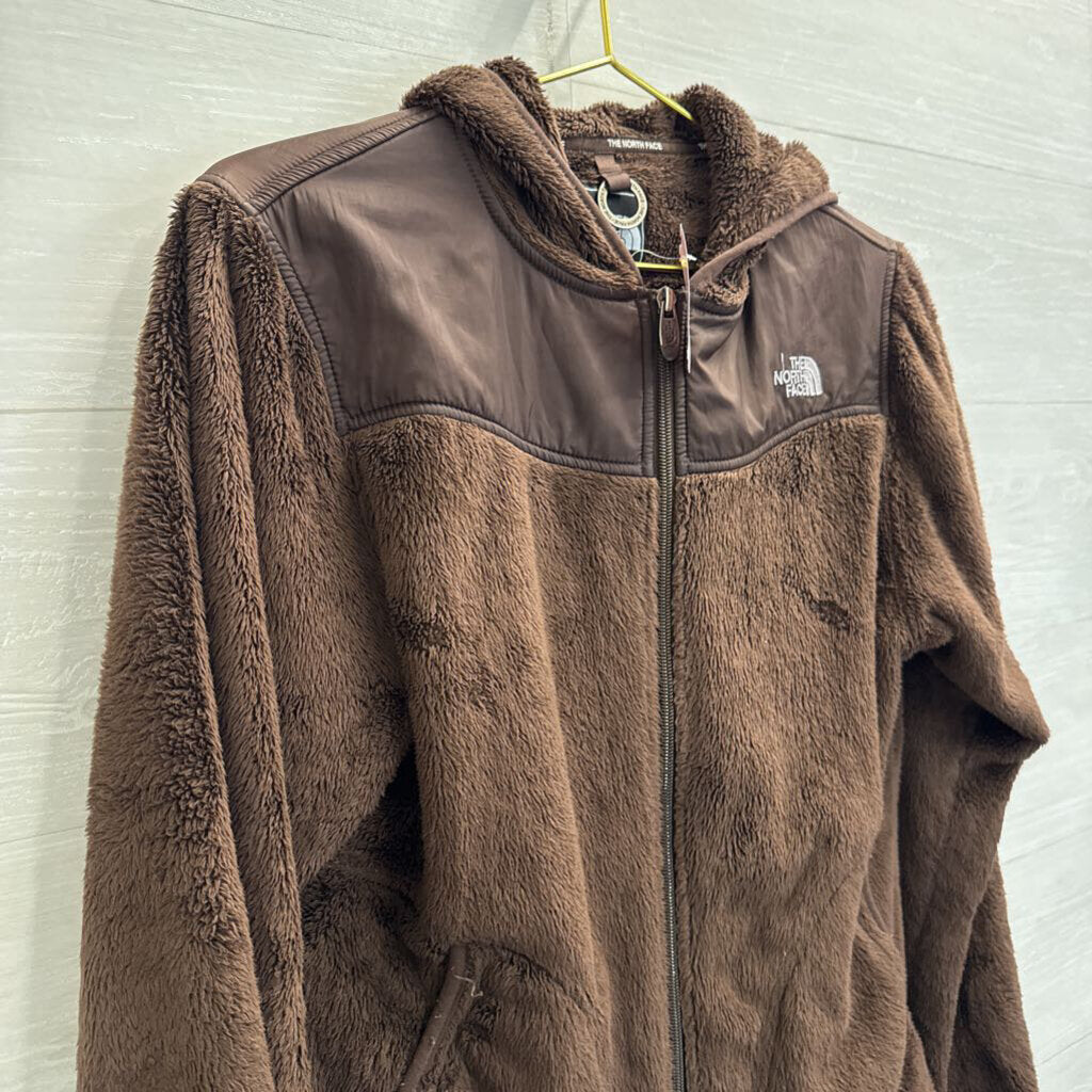The North Face Brown Fuzzy Fleece Zip Up Hooded Jacket Medium