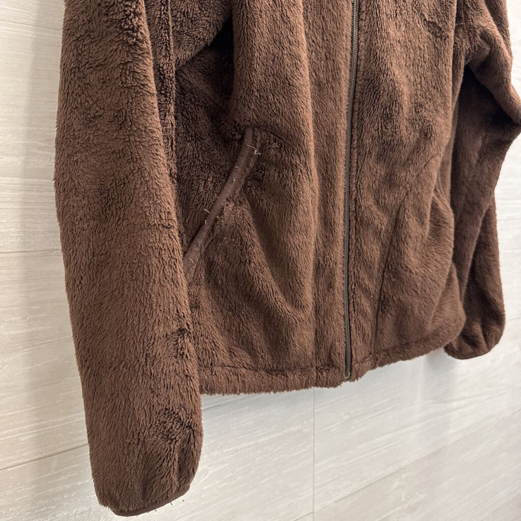 The North Face Brown Fuzzy Fleece Zip Up Hooded Jacket Medium