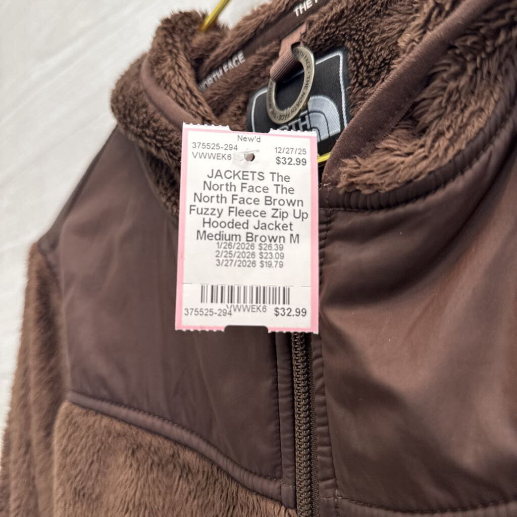 The North Face Brown Fuzzy Fleece Zip Up Hooded Jacket Medium