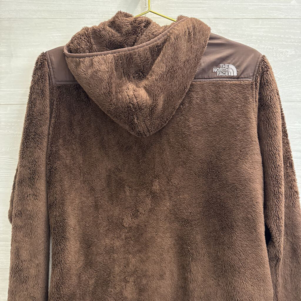 The North Face Brown Fuzzy Fleece Zip Up Hooded Jacket Medium