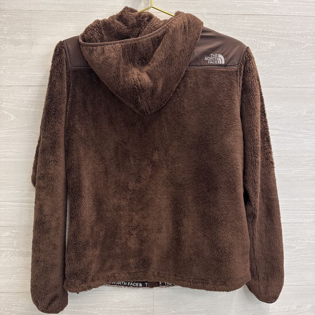 The North Face Brown Fuzzy Fleece Zip Up Hooded Jacket Medium