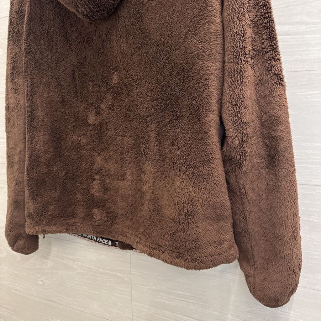 The North Face Brown Fuzzy Fleece Zip Up Hooded Jacket Medium