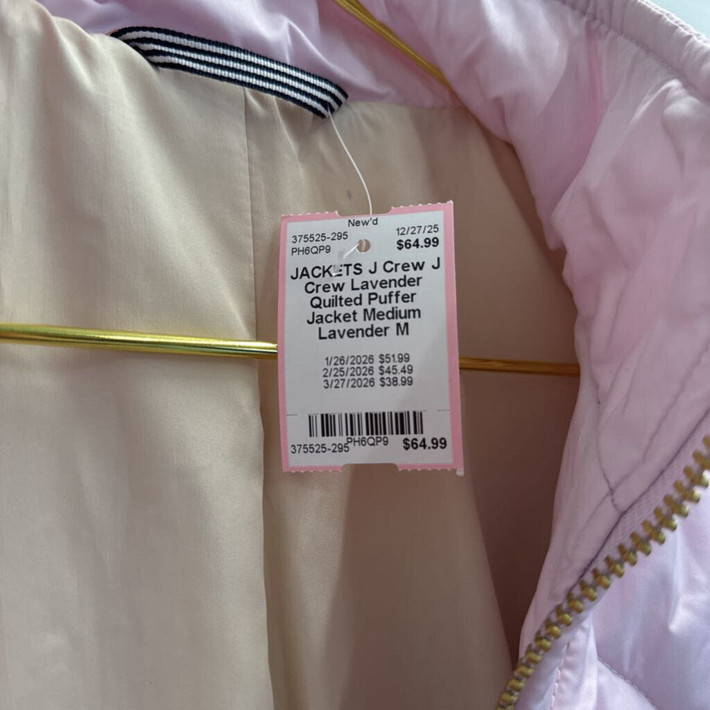 J Crew Lavender Quilted Puffer Jacket Medium