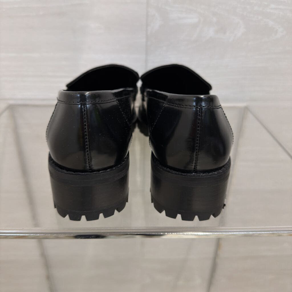 Talbots Black Leather Lug Sole Gianna Penny Loafers 6